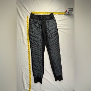 Quilted Black Jogger Pants with Drawcord Waist